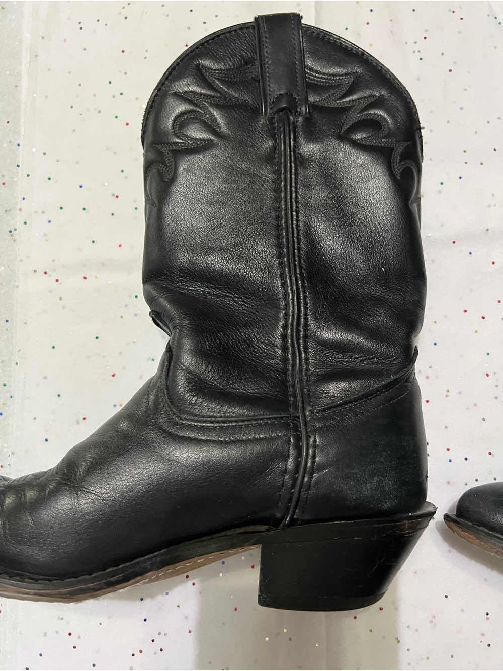 Laredo black tooled leather cowgirl boots